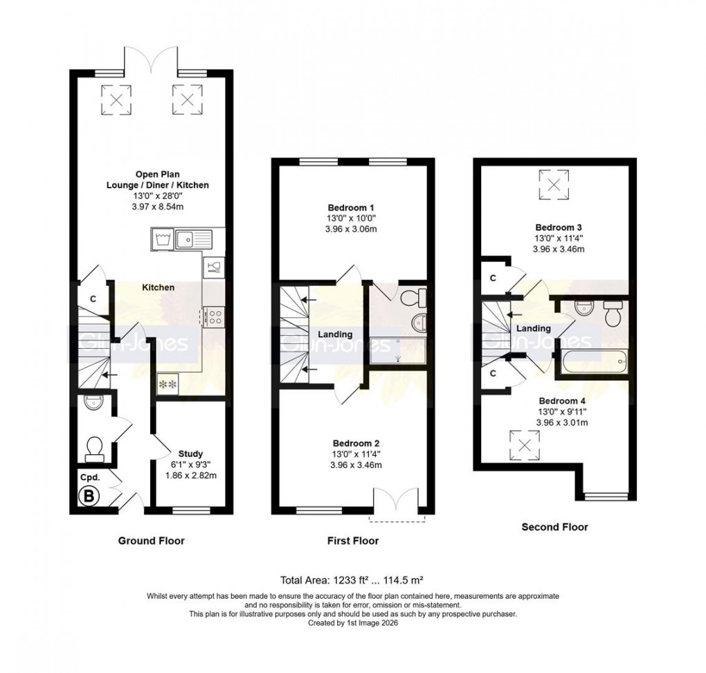 Floorplan for Coleridge Crescent, Littlehampton